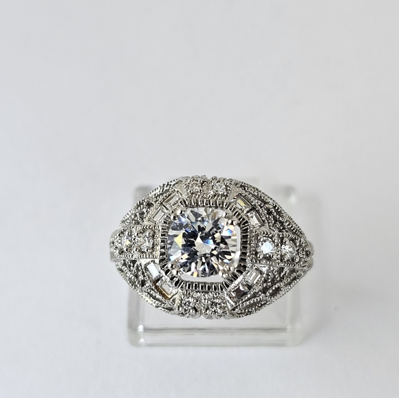 Victoria Wieck Jewelry - Authentic Victoria Wieck Art Deco Diamonique Ring Sterling Silver Size 7